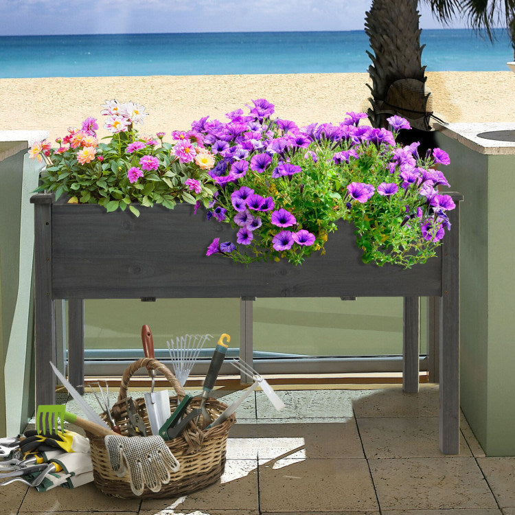 Wooden Raised Vegetable Garden Bed Elevated Grow Vegetable Planter Doba